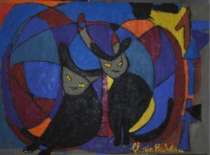 Gloria Baldazzi - Gemelli anticolani - tecnica mista su juta - 2010 - 101x74
