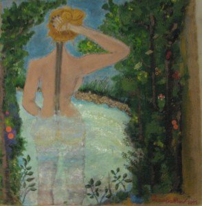 Gloria Baldazzi - Immergersi nella natura - tecnica mista su juta con resina- 2011 - 77x79
