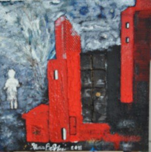 Gloria Baldazzi - L'antico maniero - tecnica mista su tela - maggio 2011 - 50x50