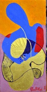 Gloria Baldazzi - L'abbraccio - tecnica mista su tela - 2012 - 30x60