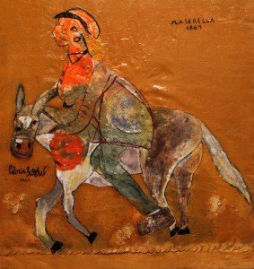 Gloria Baldazzi - Masenella, la garibaldina che indossava abiti maschili - tecnica mista su tela - 2011 - 85x90
