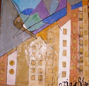 Gloria Baldazzi - overlighted windows- tecniuca mista su telsa - 2009 - 70x71