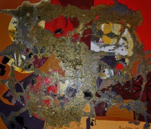 Gloria Baldazzi - "Variazioni Apparenti" - tecnica mista su ecopelle e tavola - 2013 - 78x93